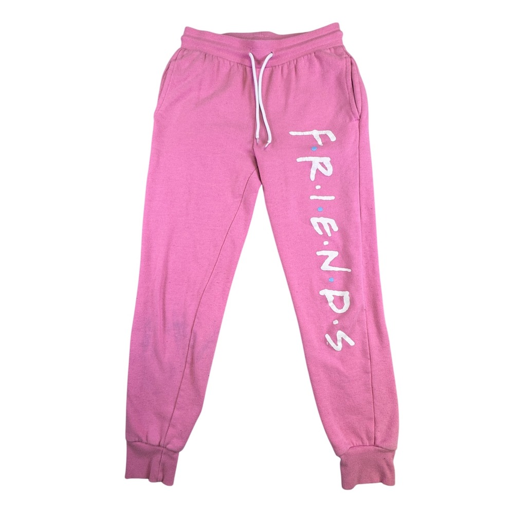 Friends Women Sweatpants Y2K Cotton Blend Jogger Graphic Pink XS Cozy Fit Lounge
